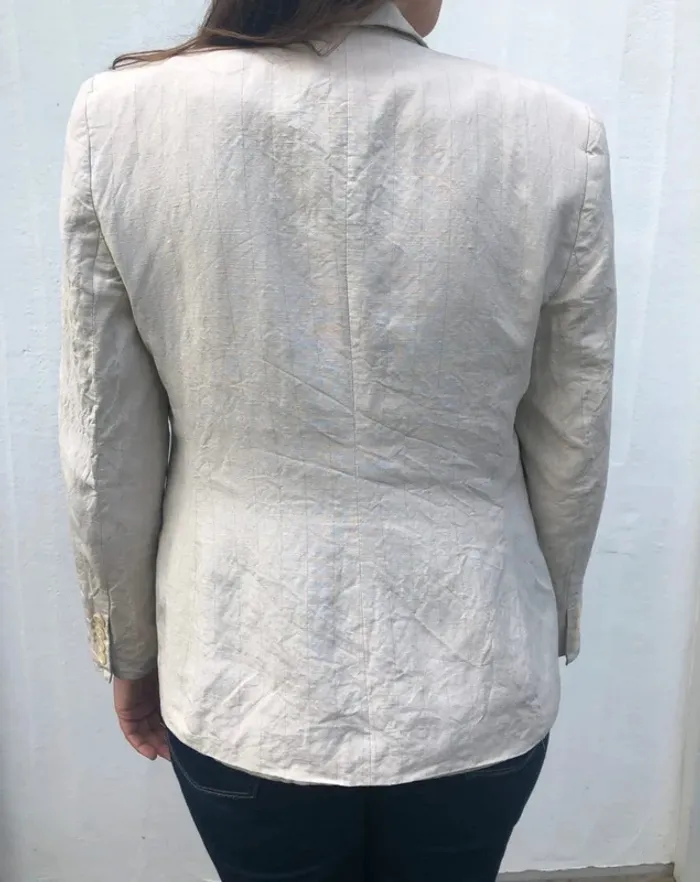 Blazer Beige Lauren Ralph Lauren en Soie et Lin - Taille S Femme - photo numéro 4