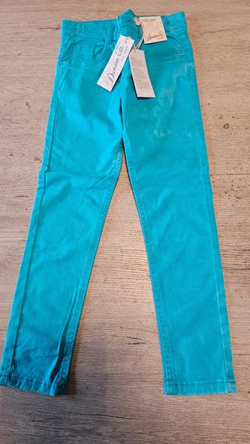 Pantalon turquoise slim, Denim Co, 7/8 ans, neuf