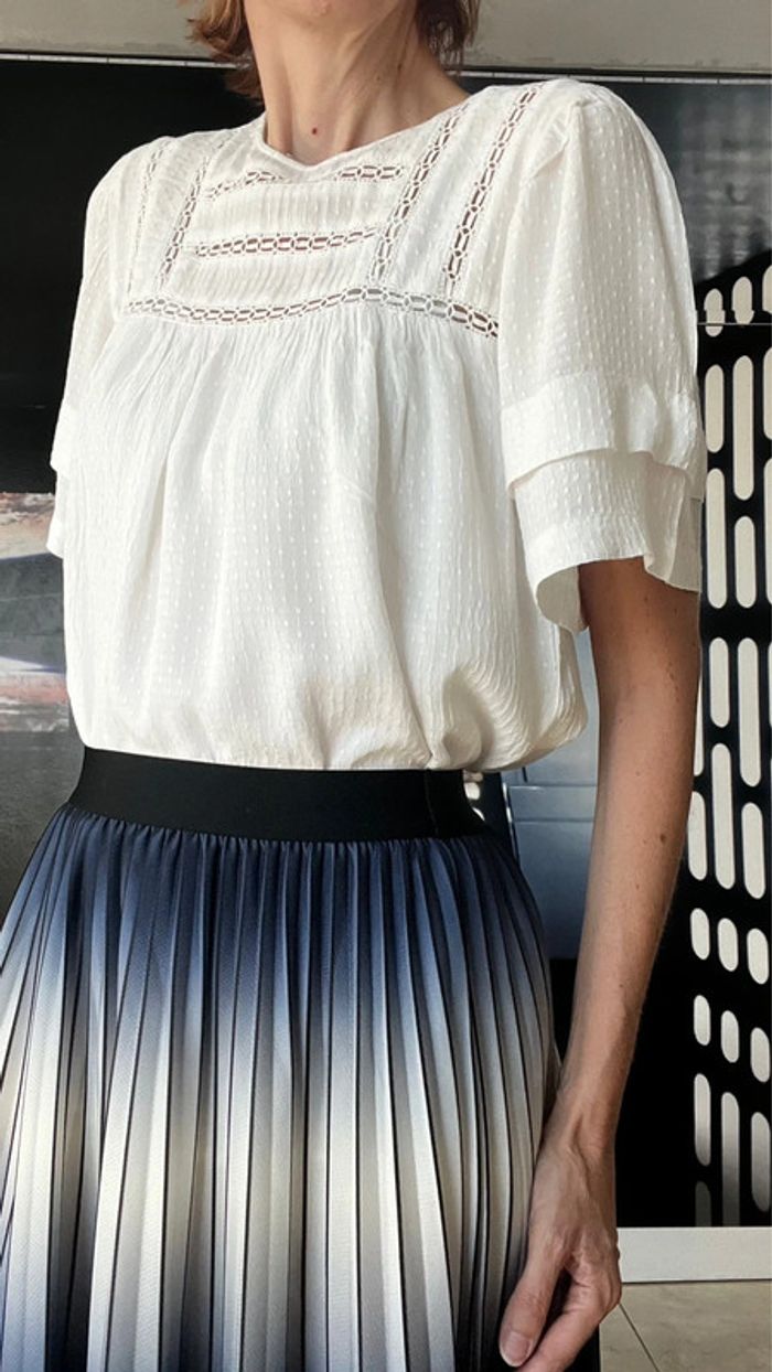 Blouse ample avec dentelle écrue Abi - photo numéro 2