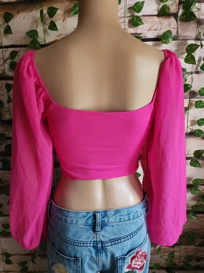 🌸Croptop Shein manches bouffantes transparentes Taille 34🌸 - photo numéro 6
