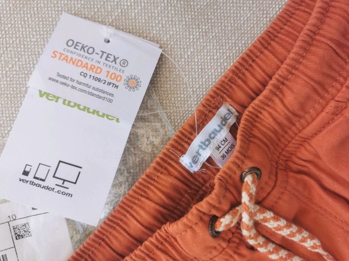 🌼Pantalon cargo rouille Vertbaudet 36 mois neuf étiquette coton Oeko-Tex - photo numéro 2