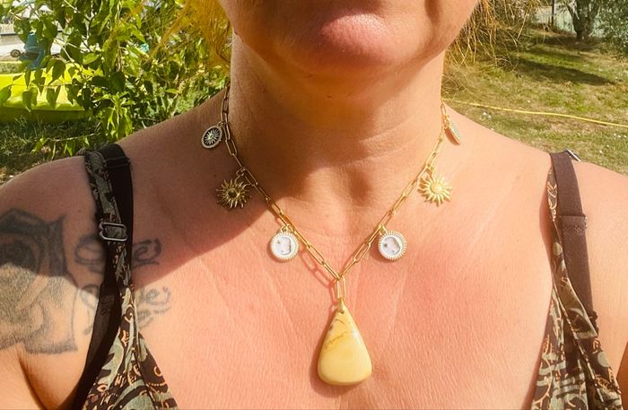 Collier chaîne réglable charmes jaspe - photo numéro 7