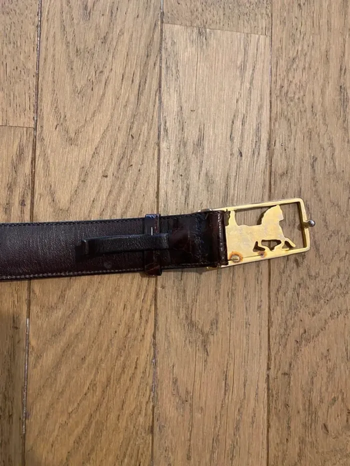 Ceinture en cuir python bordeaux Celine Triomphe vintage taille 80 - photo numéro 8