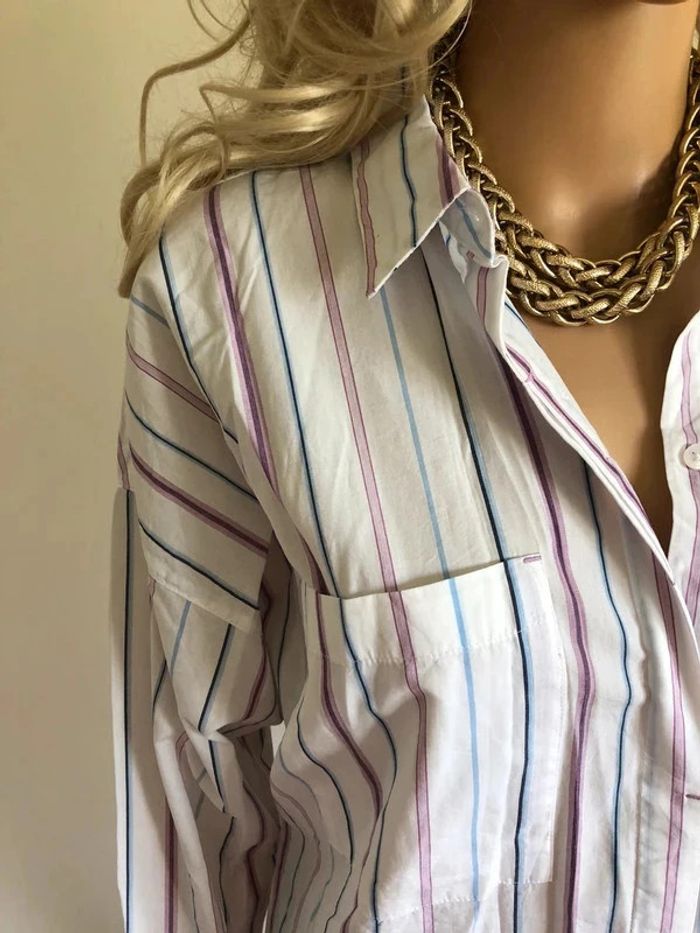 Chemise oversize blanche à rayures Esprit taille M TBE - photo numéro 7