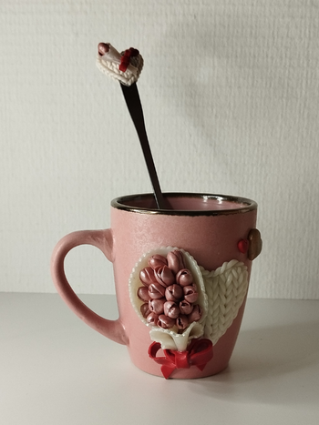 Fait main Mug décoré avec pâte polimaire abr035
