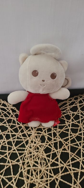DOUDOU PELUCHE ORCHESTRA CHAT ANGE BLANC ROBE ROUGE