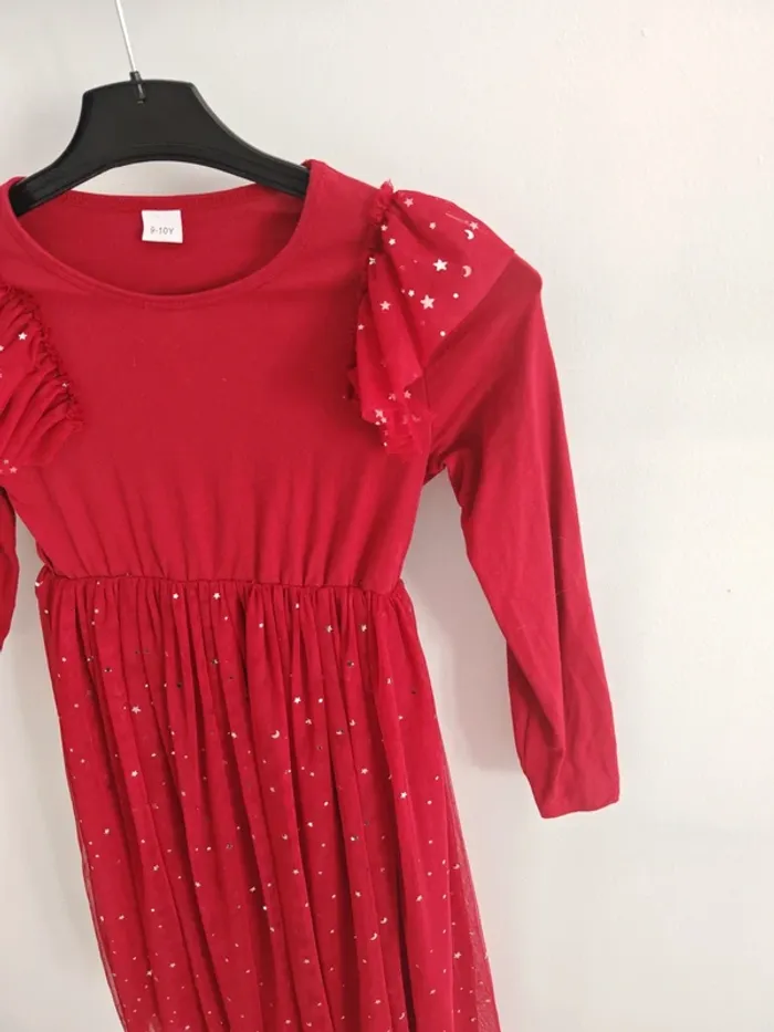 Longue robe bordeaux de Noël 10 ans - photo numéro 3