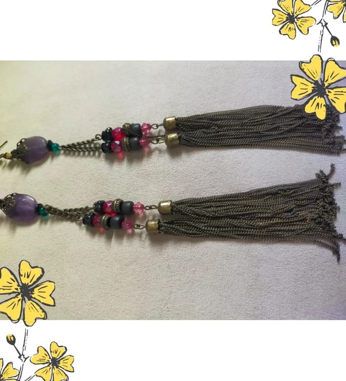 Boucles d’oreilles longues bohème chic – Collection Reflets de Lavande - photo numéro 9