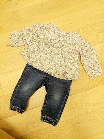 Ensemble blouse fleurie et jean Sergent Major Baby Gap