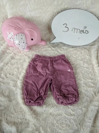 Pantalon doublé bouffant Fille 3 mois Obaïbi 100% coton