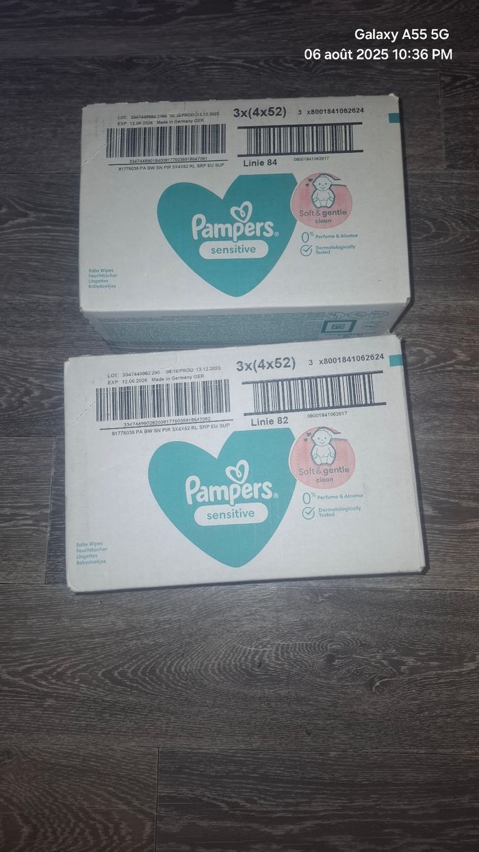 Lingettes pampers sensitive  lot