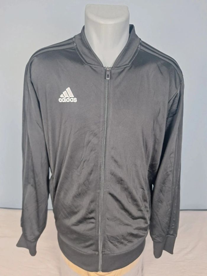 Veste Adidas noire zippée – taille L – logo brodé (601)