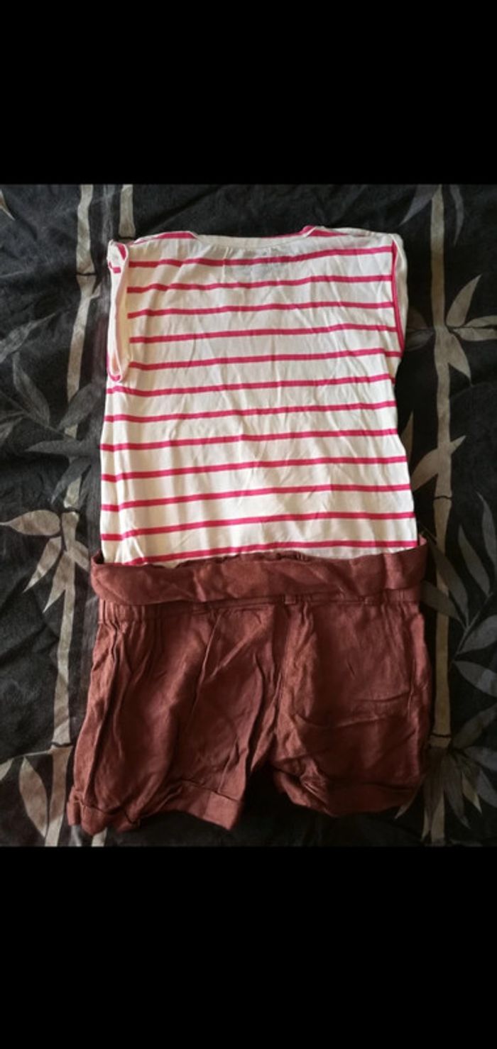 Combishort manches courtes marron rayée 3 suisses - photo numéro 3