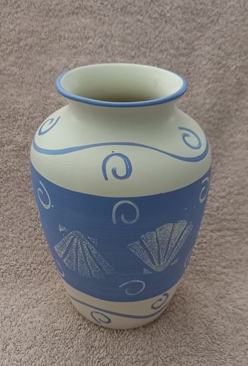 vase céramique bleu déco coquillages bord de mer