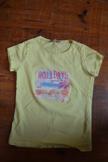 Tee shirt manches courtes Lisa Rose 8 ans jaune motifs vacances