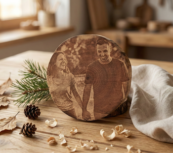 Dessous de verre en bois gravé