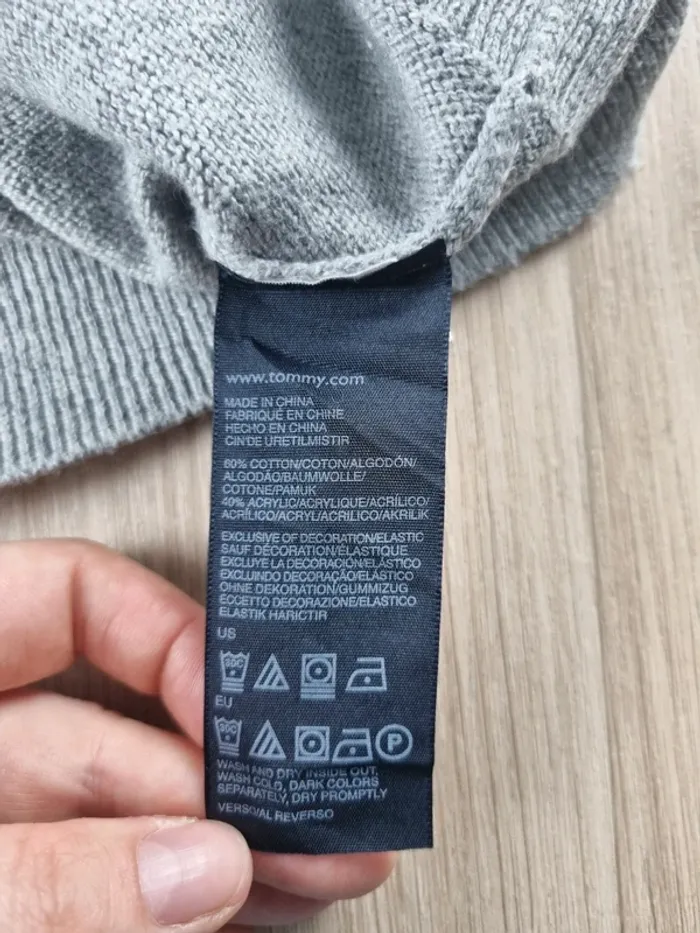 Pull à col V gris Tommy Hilfiger Homme Taille M - photo numéro 3