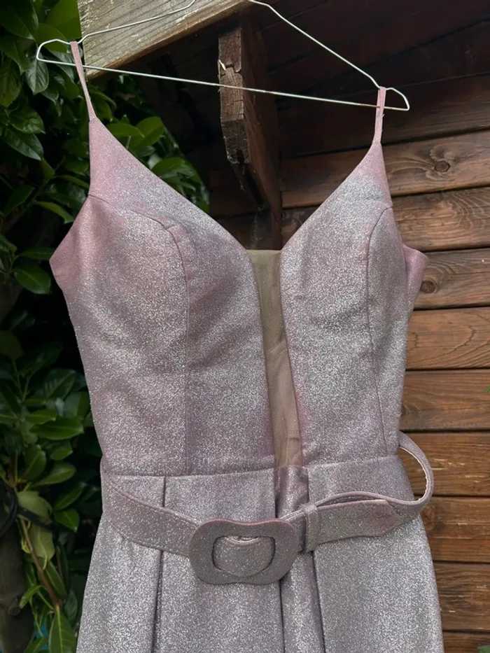 Robe de cérémonie pailleté grise violet M 38 - photo numéro 4