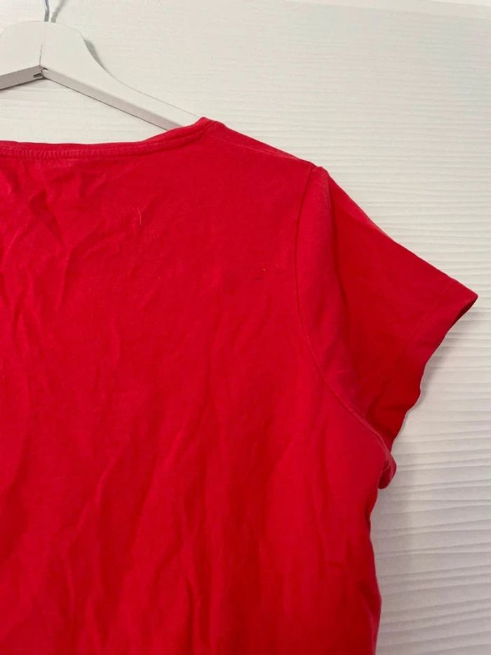 Haut t-shirt rouge simple uni basique décolleté col V manches courtes - photo numéro 6