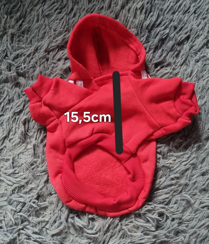 Pull rouge à capuche taille XS chien ou chat - photo numéro 7