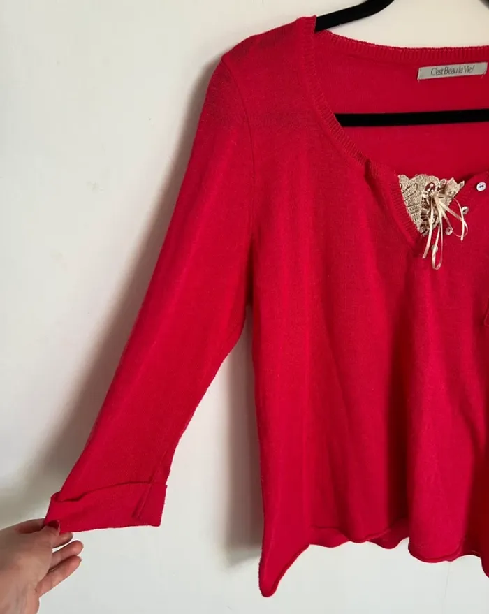 Jolie pull fin rose femme taille 4 c’est beau la bien - photo numéro 3