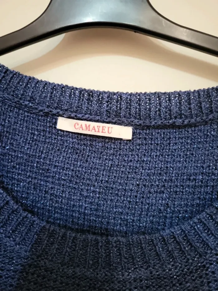 Pull camaeu bleu pailleté - photo numéro 2