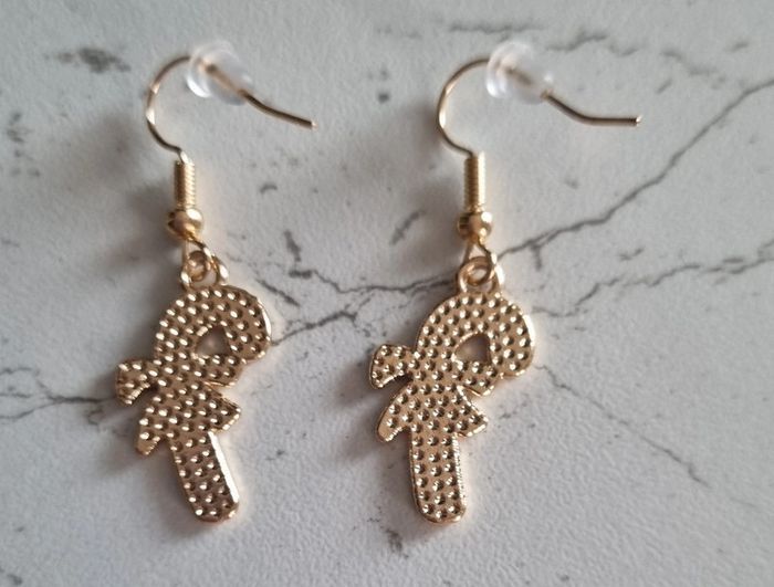 Paire de boucles d'oreilles sucre d'orge noël - photo numéro 4