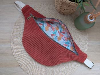 Sac banane femme en velours cotelé orange