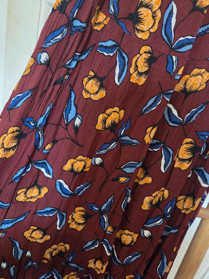 Robe longue fleurs marron bleu - photo numéro 5