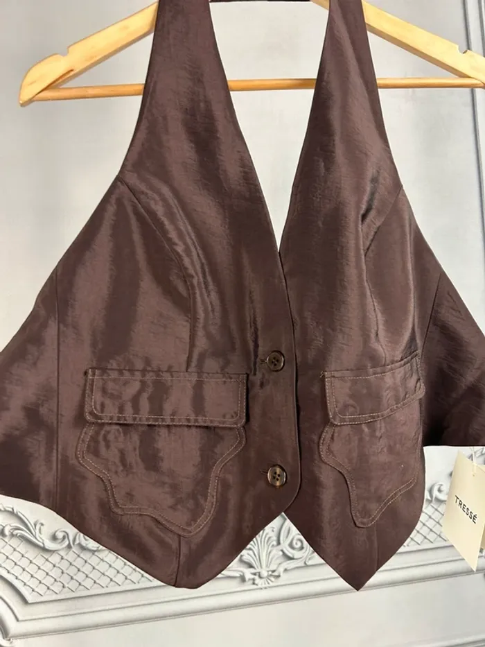 Veston Tressé Marron T2 / M neuf - photo numéro 3
