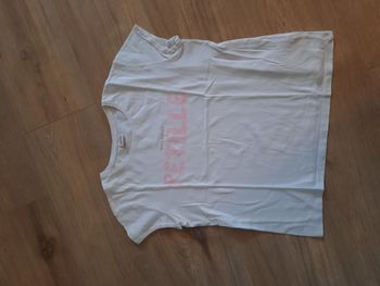 T-shirt manches courtes blanc imprimé corail TAO 12 ans