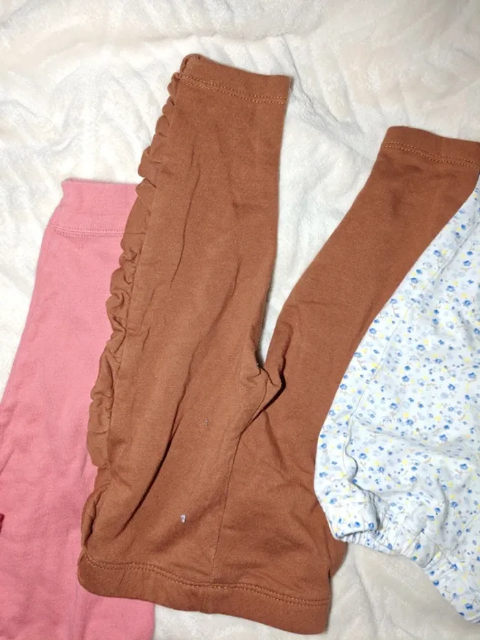 Lot de leggings 74cm rose marron bleu - photo numéro 8