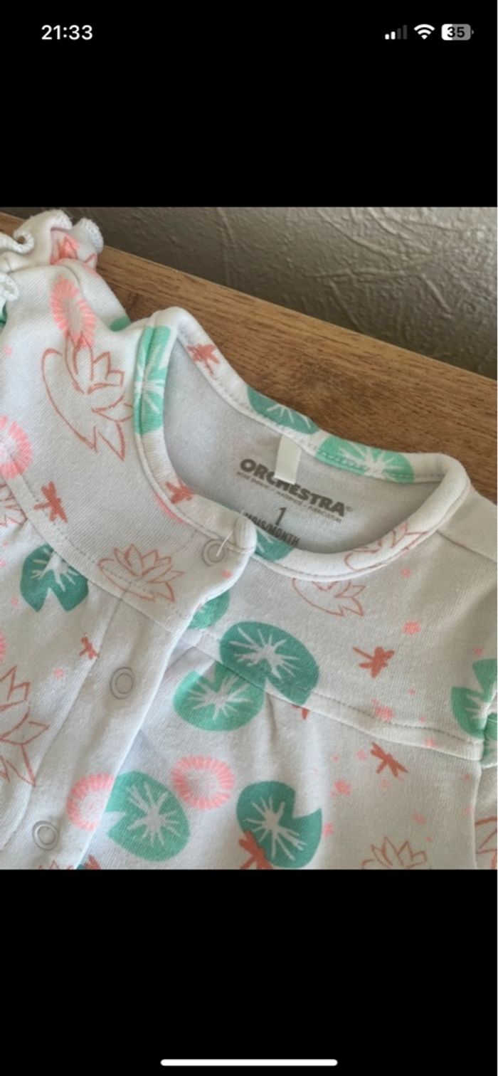 Lot de 2 pyjama en coton blanc orchestra bb 1 mois - photo numéro 5