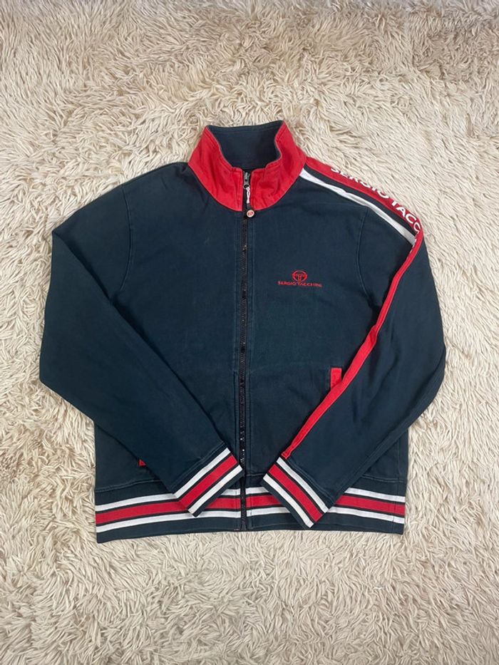 Veste survêtement Sergio Tacchini vintage noir et rouge taille L y2k logo brodé
