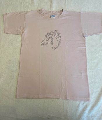 T-shirt rose poudré motif cheval - Taille 12/14 ans (152-164cm) 🐴🌸