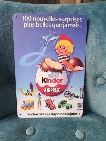 Plaque métal publicité Kinder surprise neuve 20x30cm