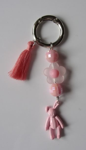 Déco de sac à main avec lapin métal Rose