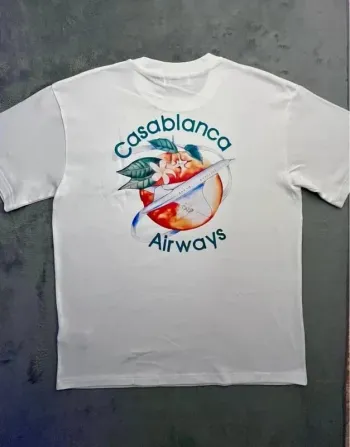 T-shirt Casablanca Crewneck – Blanc à Motif – Taille M