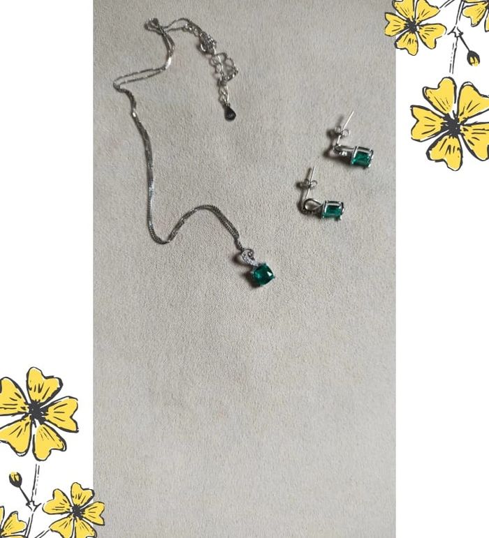 Parure argent 925 & pierre verte - photo numéro 10