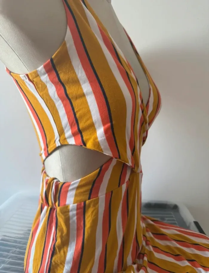 Combinaison Rayée Jaune Moutarde, Orange & Blanche, Découpes Taille - Undiz - Taille S - photo numéro 6
