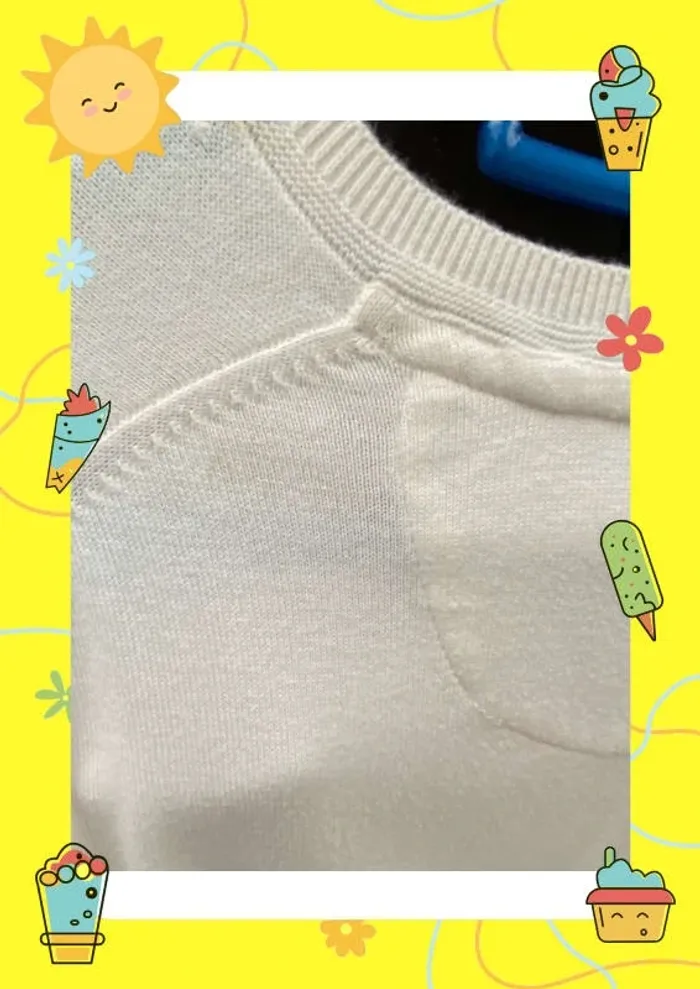 Sweat à col V Celio M 38 blanc crème - photo numéro 4