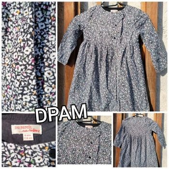 DPAM robe velours, douce, Du Pareil Au Même.. noire à fleurs blanches, 6 ans