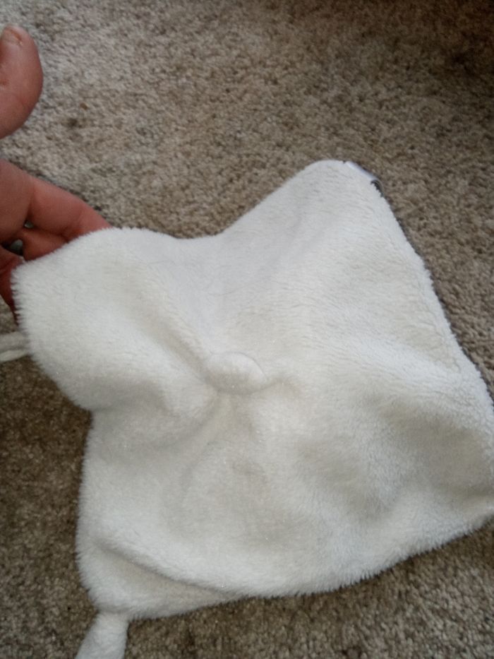 Doudou mouchoir blanc beige tête ours, chien , motifs  oreilles - photo numéro 3