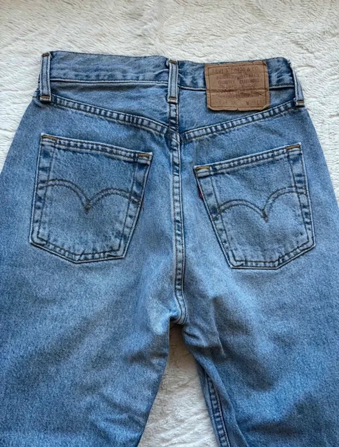 Jean Lévis 534 vintage 90s bleu clair taille haute coupe droite fuselé slim taille X/34 rare - photo numéro 14