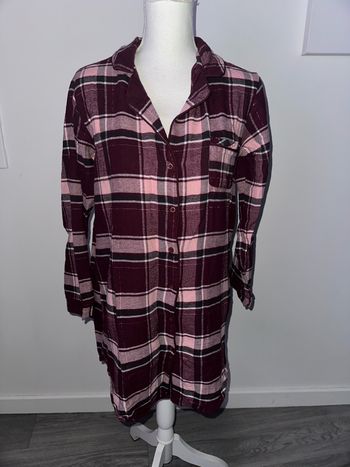 Chemise tunique à carreaux rose et violette pailletée Primark TS 38/40