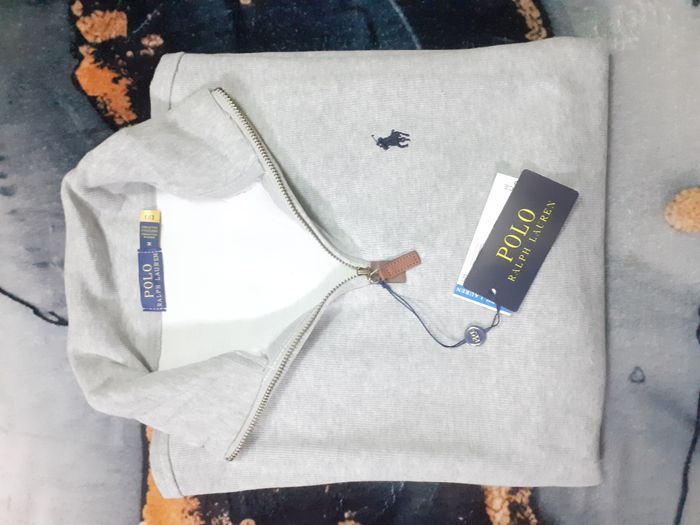 Pull half zip Ralph Lauren - Taille M - Couleur gris logo brodé noir - Neuf - photo numéro 2
