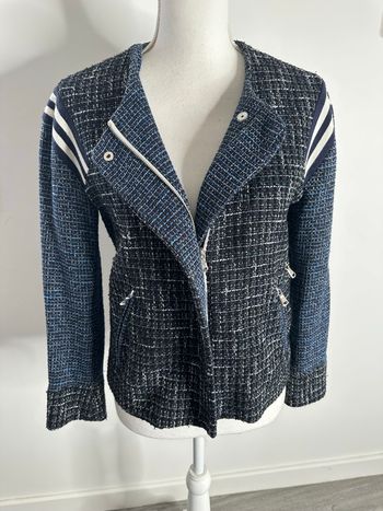 Veste en tweed bleue marine Sandro T36 S