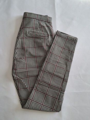 Pantalon skinny femme à carreaux blanc, noir et bordeaux - Taille 36 - Tally Weijl