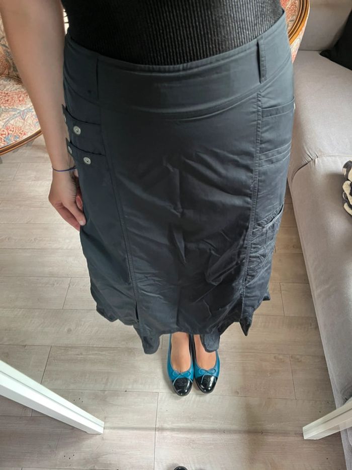 Jupe longue maxi skirt y2k noire gothic vintage bohème champêtre destroy cargo - photo numéro 4