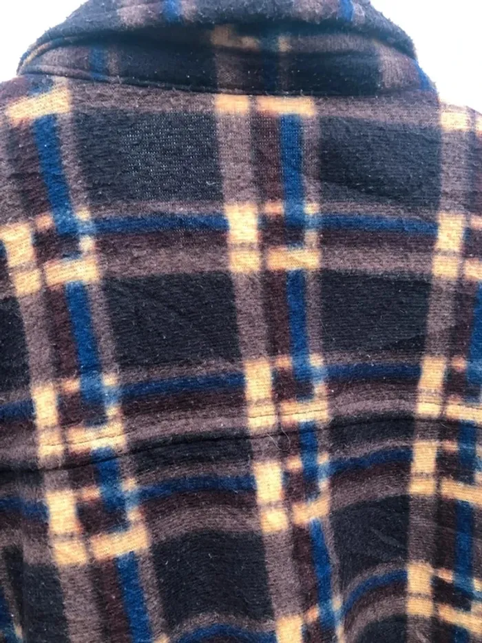 Lumberjack Flannel Plaid Polaire shirt chemise brown blue Mens XL - photo numéro 8